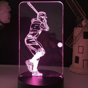 3D USB battery baseball player Optical Illusion lamp Night Light 7 Colors.